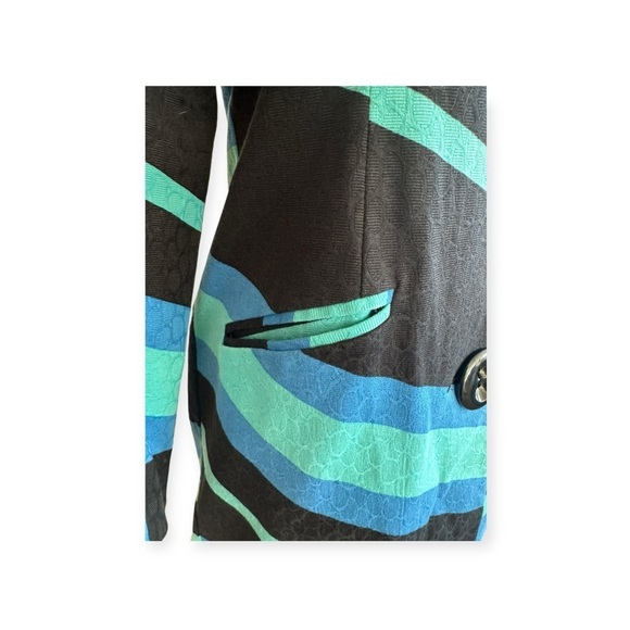 Vesti jacket mod long blue black green button front retro Sz 4 small business - Picture 6 of 13